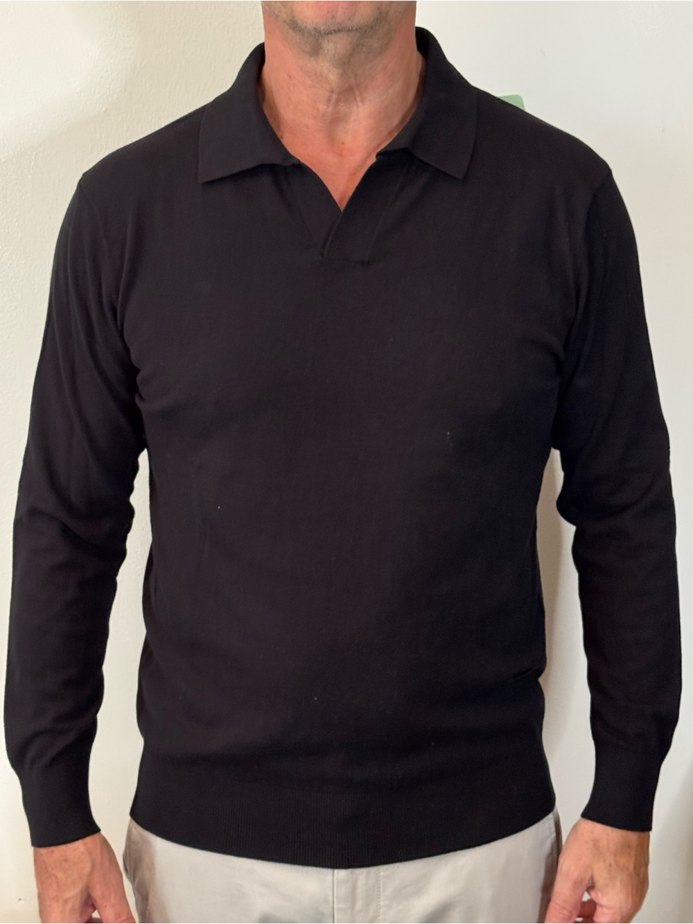 Karl Lagerfeld- NWT/Men's M Black Long-Sleeve Polo Sweater